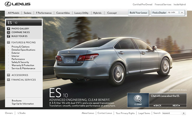 2010 Lexus ES 350 Website