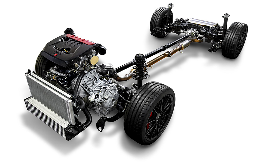 1.6-liter in-line three-cylinder direct-injection turbo engine and the GR-FOUR sports 4WD system