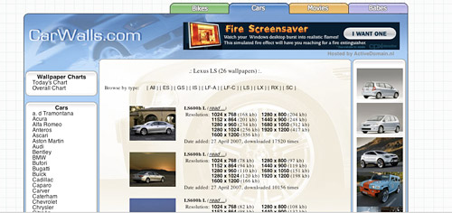 Screenshot of Carwalls.com