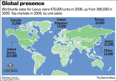 Lexus Global Sales Map